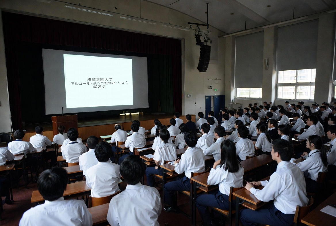 深霞学園大学でのアルコール・煙草のセミナー